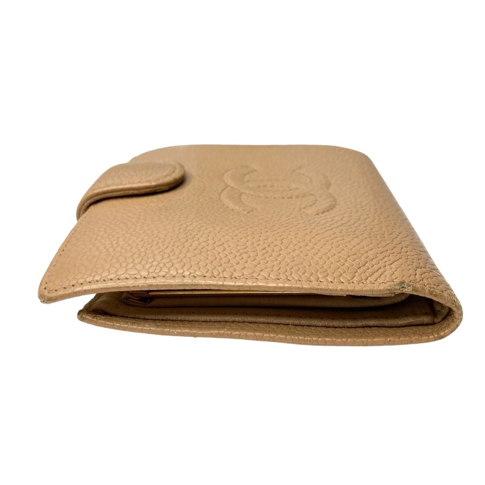 CHANEL Beige Pebbled Leather Bi-Fold Wallet - Picture 6 of 16